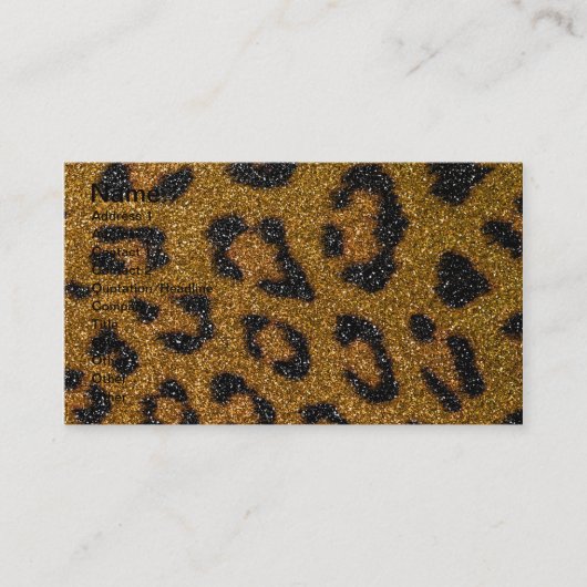 Gold-und Schwarz-Girly Glitzercheetah-Druck Visitenkarte (Vorderseite)