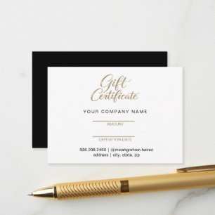 Gold und Schwarz Glamour Kleines Salon-Geschenkgut Begleitkarte