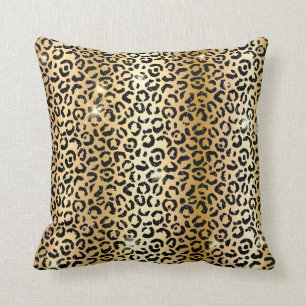 Gold- und Schwarz-Glitter-Glam-Leopardenflecken-Dr Kissen