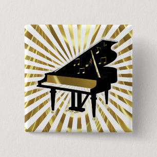 Gold-und Schwarz-großartiges Klavier-Musiknoten Button