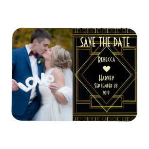 Gold und schwarz großen Gatsby Hochzeit speichern  Magnet