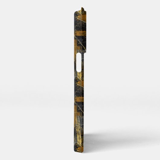 Gold und schwarz Grunge 1 iPhone Hülle (Rechte Seite)