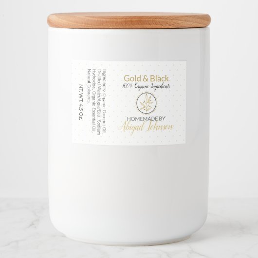Gold und Schwarz handgefertigte, hausgemachte Seif Lebensmitteletikett (Vorderseite)