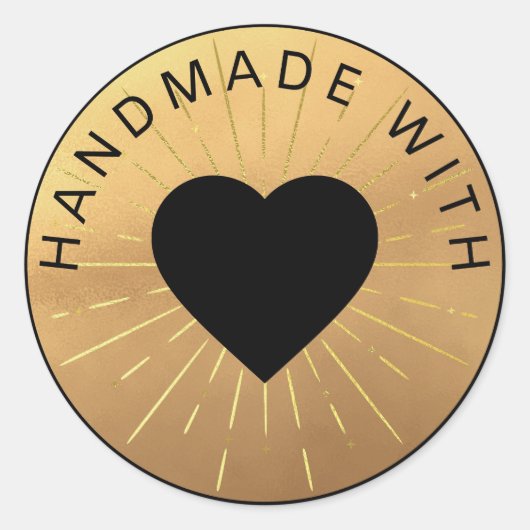 Gold und Schwarz "Handmade with Liebe" Elegant Runder Aufkleber (Vorderseite)