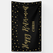 Gold und Schwarz | Happy Retirement Party Banner (Vertikal)