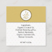 Gold und Schwarz, hausgemachte Bath & Body-Label | Quadratische Visitenkarte (Rückseite)