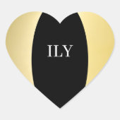 Gold- und Schwarz-ILY-Sticker Herz-Aufkleber (Vorderseite)