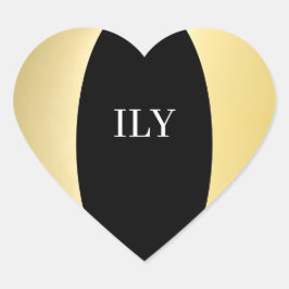 Gold- und Schwarz-ILY-Sticker Herz-Aufkleber