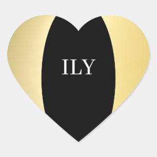 Gold- und Schwarz-ILY-Sticker Herz-Aufkleber