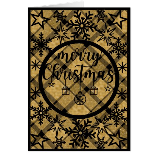 Gold und Schwarz Kariert Hinter schwarzem Weihnach (Vorne)