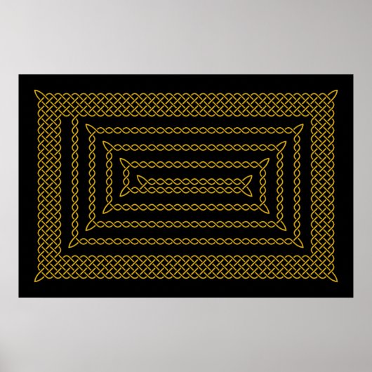 Gold und schwarz keltische rechteckige Spirale Poster (Vorne)