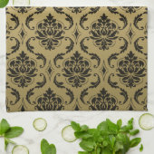 Gold-und Schwarz-Klassiker-Damast Küchentuch (Gefaltet)