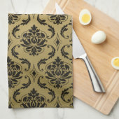 Gold-und Schwarz-Klassiker-Damast Küchentuch (Viertel Falte)