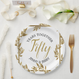 Gold und Schwarz klassisches Jubiläumspapier Pappteller