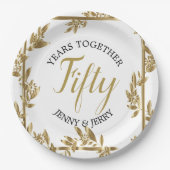Gold und Schwarz klassisches Jubiläumspapier Pappteller (Vorderseite)