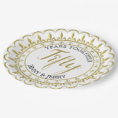 Gold und Schwarz klassisches Jubiläumspapier Pappteller (Schrägansicht)