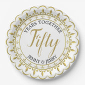 Gold und Schwarz klassisches Jubiläumspapier Pappteller (Vorderseite)