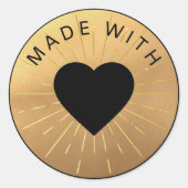 Gold und Schwarz "Made with Liebe" Sticker (Vorderseite)