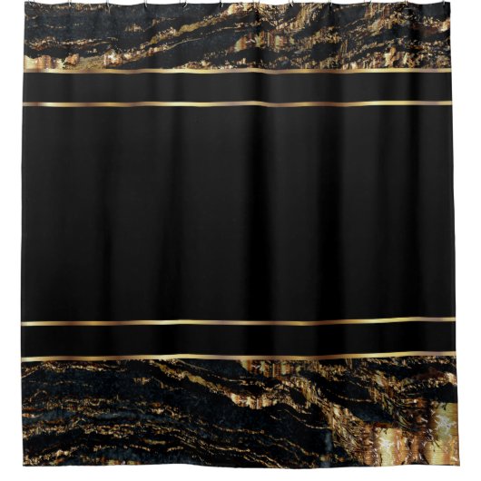 Gold- und Schwarz-Marmor-Design Duschvorhang (Vorderseite)