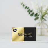 Gold und Schwarz mit Glitter Stars hinzufügen Logo Visitenkarte (Stehend Vorderseite)