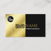 Gold und Schwarz mit Glitter Stars hinzufügen Logo Visitenkarte (Vorderseite)