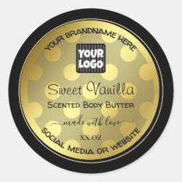 Gold und Schwarz mit Logo-Produktverpackungsetiket Runder Aufkleber