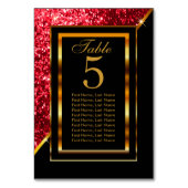 Gold und Schwarz mit rotem Glitzer - Tischnummer (Rückseite)