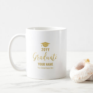 Gold und Schwarz   Moderne 2022 Abschluss Geschenk Kaffeetasse