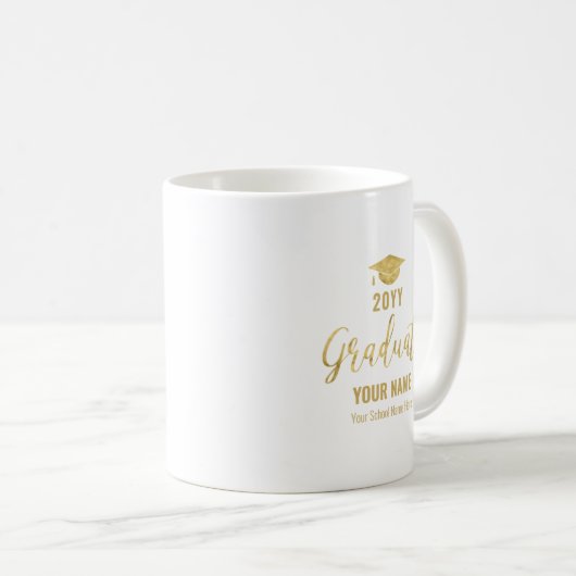 Gold und Schwarz | Moderne 2022 Abschluss Geschenk Kaffeetasse (VorderseiteRechts)