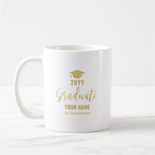 Gold und Schwarz | Moderne 2022 Abschluss Geschenk Kaffeetasse (Links)