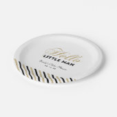 Gold und Schwarz | Moderne Babydusche Party Plättc Pappteller (Schrägansicht)