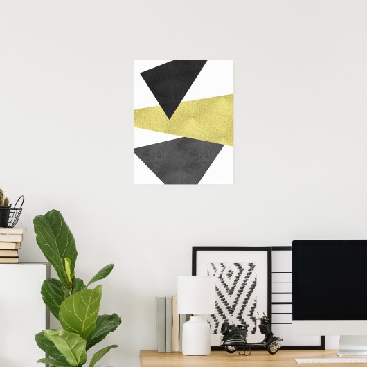 Gold und Schwarz Moderne minimale geometrische Kun Poster (Heimbüro)