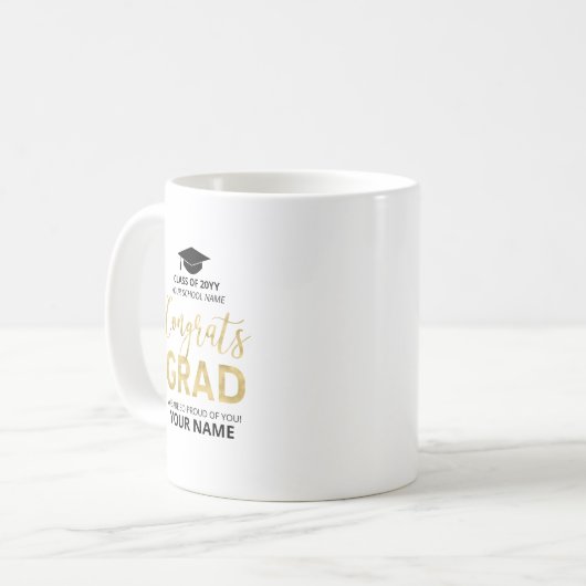 Gold und Schwarz | Moderner Abschluss - Geschenkco Kaffeetasse (Vorderseite Links)