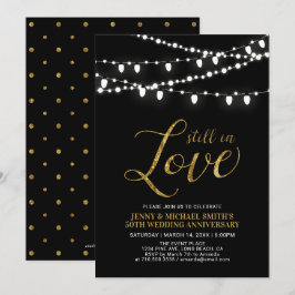 Gold und Schwarz | Modernes 50. Hochzeitstag Einladung