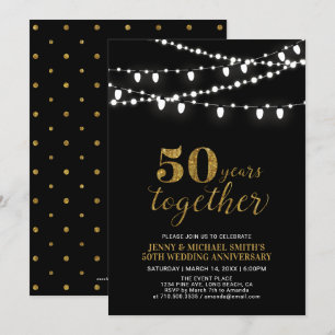 Gold und Schwarz Modernes 50. Hochzeitstag Einladung