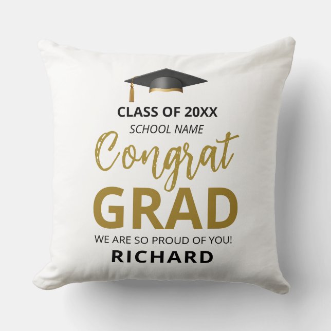 Gold und Schwarz | Modernes Abschluss-Geschenk Kissen (Vorderseite)