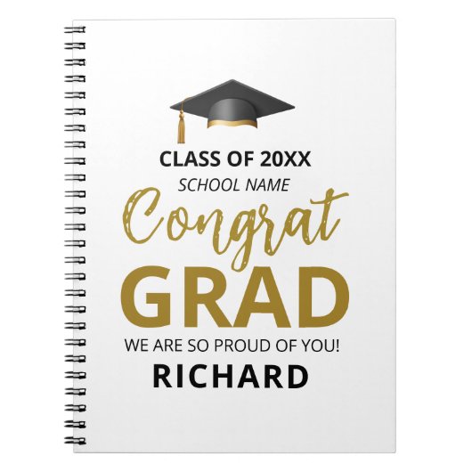 Gold und Schwarz | Modernes Abschluss-Geschenk Notizblock (Vorderseite)