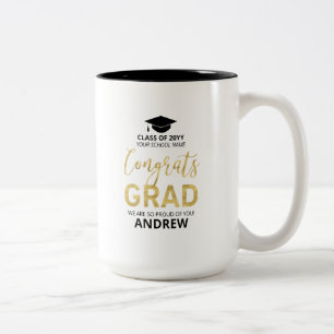 Gold und Schwarz   Modernes Abschluss-Geschenk Zweifarbige Tasse