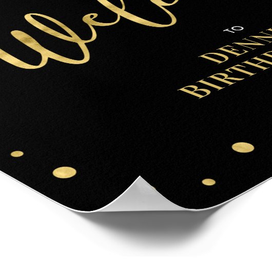 Gold und Schwarz | Modernes Confetti Welcome Party Poster (Ecke)