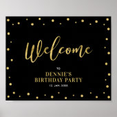 Gold und Schwarz | Modernes Confetti Welcome Party Poster (Vorne)