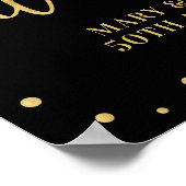 Gold und Schwarz | Modernes Confetti Welcome Party Poster (Ecke)