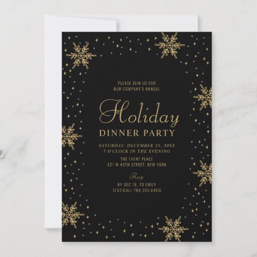 Gold und Schwarz | Modernes Party zum Abendessen Einladung (Vorderseite)