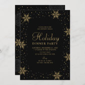 Gold und Schwarz | Modernes Party zum Abendessen Einladung (Vorne/Hinten)