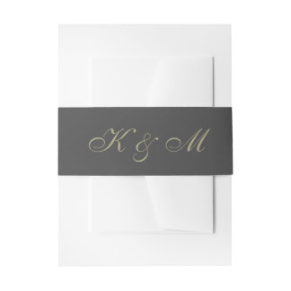 Gold und Schwarz Monogram Einladungsbanderole