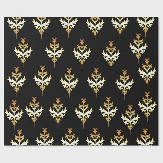 Gold- und Schwarz-Muster Geschenkpapier (Flach)