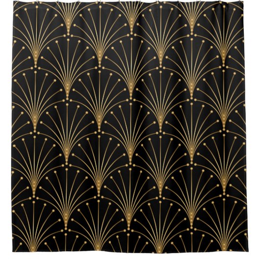 Gold und Schwarz Muster. Luxuriöser Hintergrund Duschvorhang (Vorderseite)