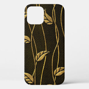 Gold und Schwarz nahtlose Textur mit Blätter Reli Case-Mate iPhone Hülle