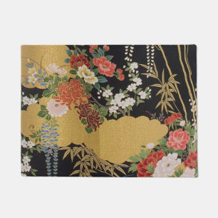Gold und schwarz-orientalisch-japanischer Kimono F Fußmatte