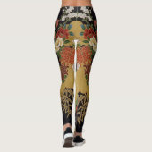 Gold und schwarz-orientalisch-japanischer Kimono F Leggings (Rückseite)