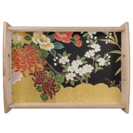 Gold und schwarz-orientalisch-japanischer Kimono F Serviertablett